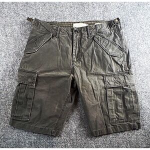 H&M L.O.G.G. Men's Regular Fit Heavyweight Military Cargo Shorts Grey - Size 34